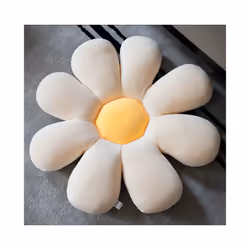 Stuffed Six Petal Flower Cushion Girly Room Decor Sunflower Pillow Bay - 55X55cm, white-yellow