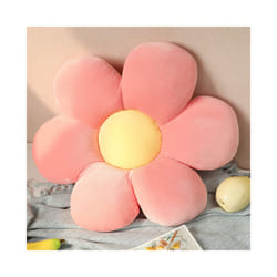 Stuffed Six Petal Flower Cushion Girly Room Decor Sunflower Pillow Bay - 35X35cm, pink-Yellow