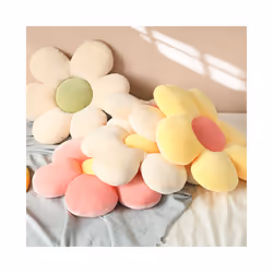Stuffed Six Petal Flower Cushion Girly Room Decor Sunflower Pillow Bay - 45X45cm, pink-Yellow