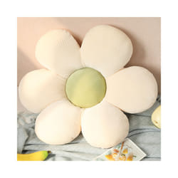 Stuffed Six Petal Flower Cushion Girly Room Decor Sunflower Pillow Bay - 45X45cm, White - green