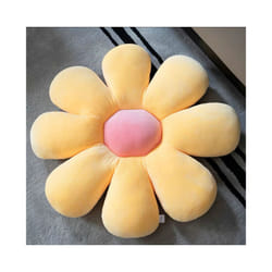 Stuffed Six Petal Flower Cushion Girly Room Decor Sunflower Pillow Bay - 35X35cm, yellow-pink1