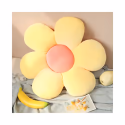 Stuffed Six Petal Flower Cushion Girly Room Decor Sunflower Pillow Bay - 45X45cm, yellow-pink