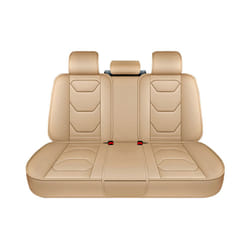 2022 New Car Leather Seat Cover Universal PU Front Rear Seat Covers Accessories - Beige Rear Seat
