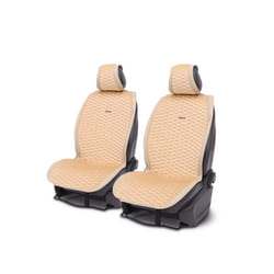 Suede car seat cushion Plush flocking cloth 3D honeycomb grid General - beige   2pc