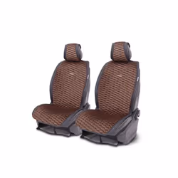 Suede car seat cushion Plush flocking cloth 3D honeycomb grid General - brown 2pc