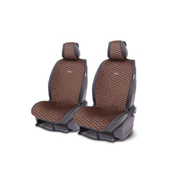 Suede car seat cushion Plush flocking cloth 3D honeycomb grid General - brown  2pc