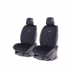 Suede car seat cushion Plush flocking cloth 3D honeycomb grid General - black-black  2pc