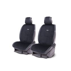 Suede car seat cushion Plush flocking cloth 3D honeycomb grid General - black-black  2pc