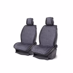 Suede car seat cushion Plush flocking cloth 3D honeycomb grid General - gray   2pc