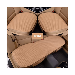 Car Seat Cover Gray Universal Protector Linen Front Back Flax Automobile - beige 3 piece