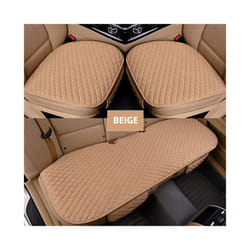 Car Seat Cover Gray Universal Protector Linen Front Back Flax Automobile - beige 3 piece
