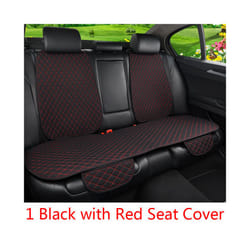 Summer Car Seat Cover Protector Auto Flax Front Back Rear Backrest Black - 1 rear black red