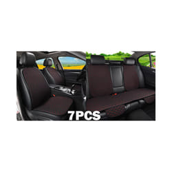Summer Car Seat Cover Protector Auto Flax Front Back Rear Backrest Black - 7pcs black red