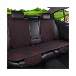 Summer Car Seat Cover Protector Auto Flax Front Back Rear Backrest Black - 1 front black red