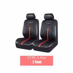 AUTO PLUS PU Leather And Mesh Cloth Universal Car Seat Cover Set Car Accessories - 2 seat Red