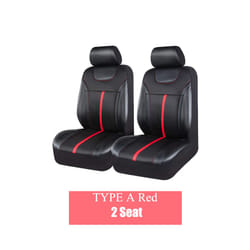 AUTO PLUS PU Leather And Mesh Cloth Universal Car Seat Cover Set Car Accessories - 2 seat Red