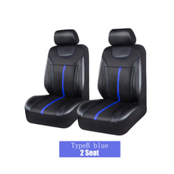 AUTO PLUS PU Leather And Mesh Cloth Universal Car Seat Cover Set Car Accessories - 2 seat Blue