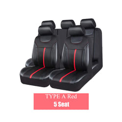 AUTO PLUS PU Leather And Mesh Cloth Universal Car Seat Cover Set Car Accessories - 5 seat Red