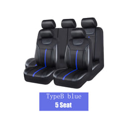 AUTO PLUS PU Leather And Mesh Cloth Universal Car Seat Cover Set Car Accessories - 5 seat Blue