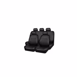 Car Seat Covers Set Full Surrounded Cushion PU Leather Protector Cover - Black full set