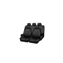 Car Seat Covers Set Full Surrounded Cushion PU Leather Protector Cover - Black full set