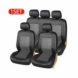 Car Seat Covers Set Full Surrounded Cushion PU Leather Protector Cover - Gray full set