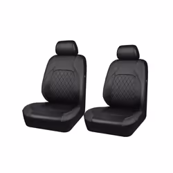 Car Seat Covers Set Full Surrounded Cushion PU Leather Protector Cover - 2 pcs black front
