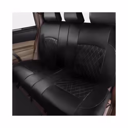 Car Seat Covers Set Full Surrounded Cushion PU Leather Protector Cover - 2 pcs black front