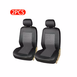 Car Seat Covers Set Full Surrounded Cushion PU Leather Protector Cover - 2 pcs gray front