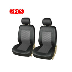 Car Seat Covers Set Full Surrounded Cushion PU Leather Protector Cover - 2 pcs gray front