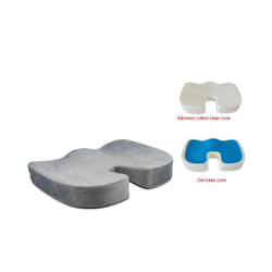 Travel Seat Cushion Coccyx Orthopedic Memory Foam U Seat Massage Chair - Gel inner core, Gray