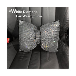 Universal Crystal Rhinestone White Diamond Car Interior Seat Covers Cushion - Car waist pillow
