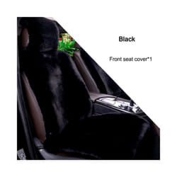 Artificial Rabbit Fur Winter Car Seat Cover Universal Plush Seat Cushion - 1 front seat Black