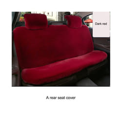 Artificial Rabbit Fur Winter Car Seat Cover Universal Plush Seat Cushion - 1 back Dark Red