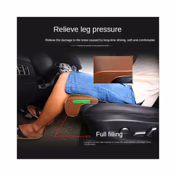 Leather Car Seat Extender Cushion Leg Support Pillow Memory Foam Knee - black seat cushion