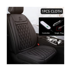 12V Heated Car Seat Cushion Cloth/Flannel Car Seat Heater Winter Warmer - 1Pcs Cloth BLACK