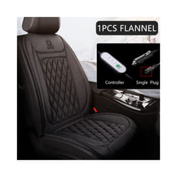 12V Heated Car Seat Cushion Cloth/Flannel Car Seat Heater Winter Warmer - 1Pcs Flannel BLACK