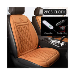 12V Heated Car Seat Cushion Cloth/Flannel Car Seat Heater Winter Warmer - 2Pcs Cloth ORANGE