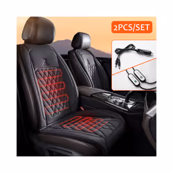30' Fast Heating 12-24v Heated Car Seat Cover Universal Car Seat Heater - Black 2pcs