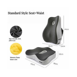 Memory Foam Office Chair Cushion Car Seat Support Waist Pillow Massage - Standard Set