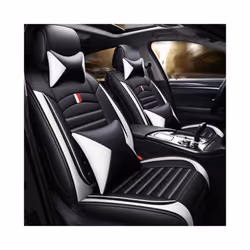 Car Seat Covers Premium Leather Cushion Protector Covers Universal Fit - PQ569 Front black