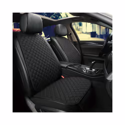 Large Flax Car Seat Cover Protector Linen Front Rear Back Cushion Protection - Black 2 front