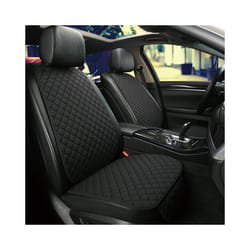 Large Flax Car Seat Cover Protector Linen Front Rear Back Cushion Protection - Black 2 front