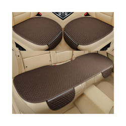 Car Seat Cover Front Rear Back Flax Seat Cushion Linen Automobile Seat - 3pcs coffee