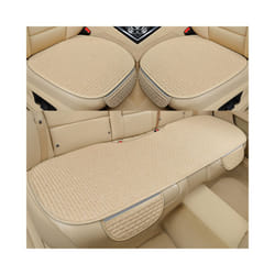 Car Seat Cover Front Rear Back Flax Seat Cushion Linen Automobile Seat - 3pcs beige