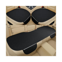 Car Seat Cover Front Rear Back Flax Seat Cushion Linen Automobile Seat - 3pcs black