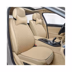Car Seat Cover Front Rear Back Flax Seat Cushion Linen Automobile Seat - 2 seats beige