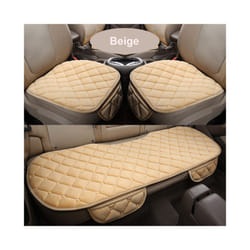 Flocking Cloth Car Seat Cover Protector Universal Front Rear Warm Warm - 1 set beige