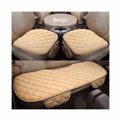 Flocking Cloth Car Seat Cover Protector Universal Front Rear Warm Warm - 1 beige front