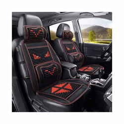 Automotive Products Massage Waist Cushion Seat Backrest Wooden Bead Waist - Coffee color